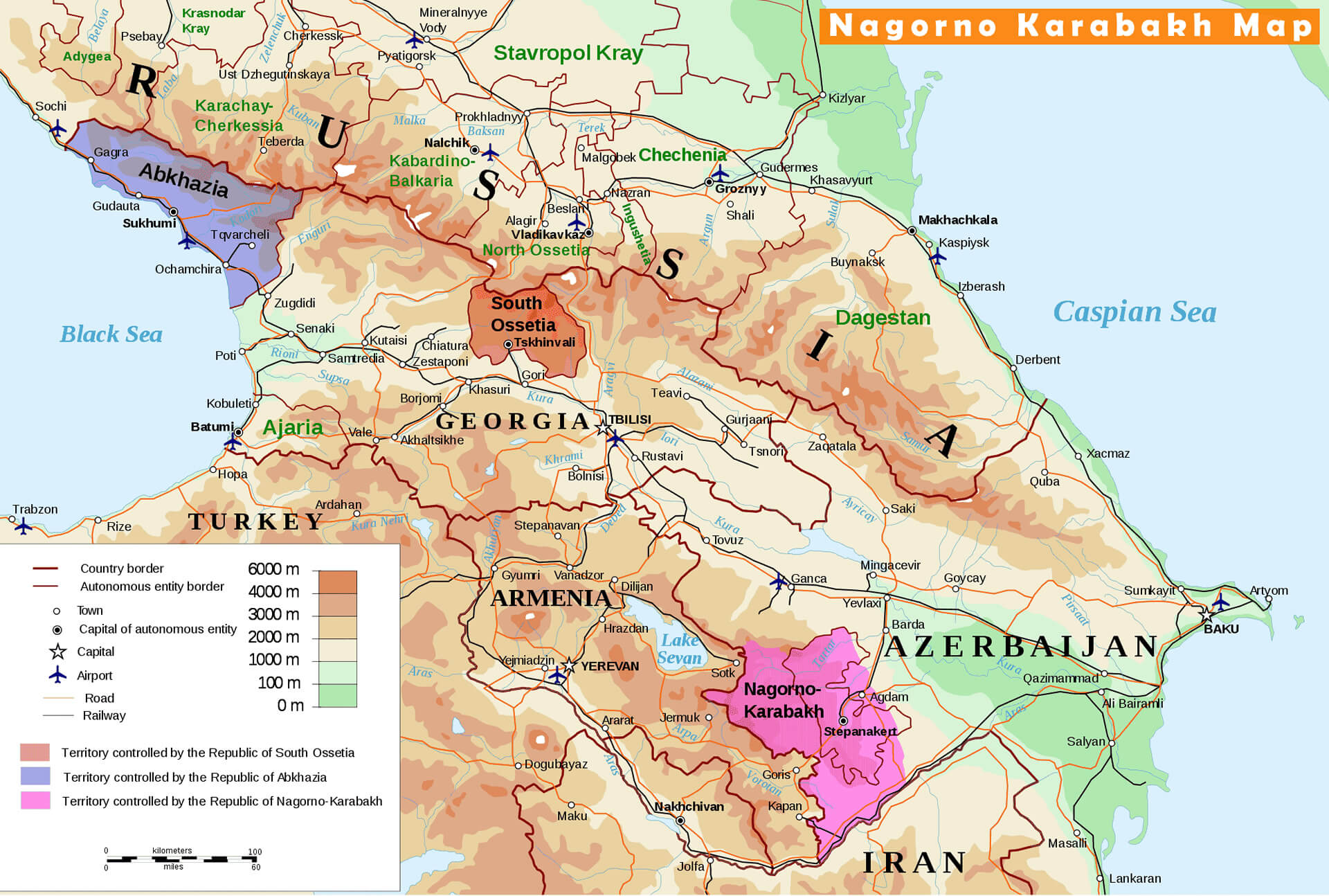 Caucasus Nagorno Karabakh Map